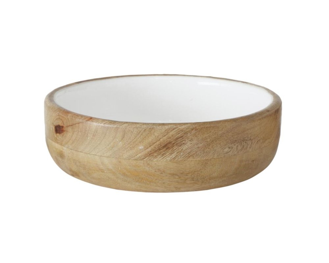 Schale "Pelia" aus Mangoholz, rund, ca. 24,5 cm - Braun/Grau/Weiß - 1
