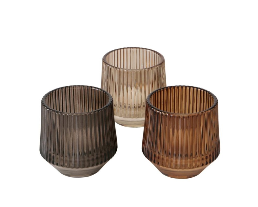 Windlicht,  Glas lackiert, verschiedene Farben, Ø/H ca. 8/8 cm - braun/beige Töne - 1