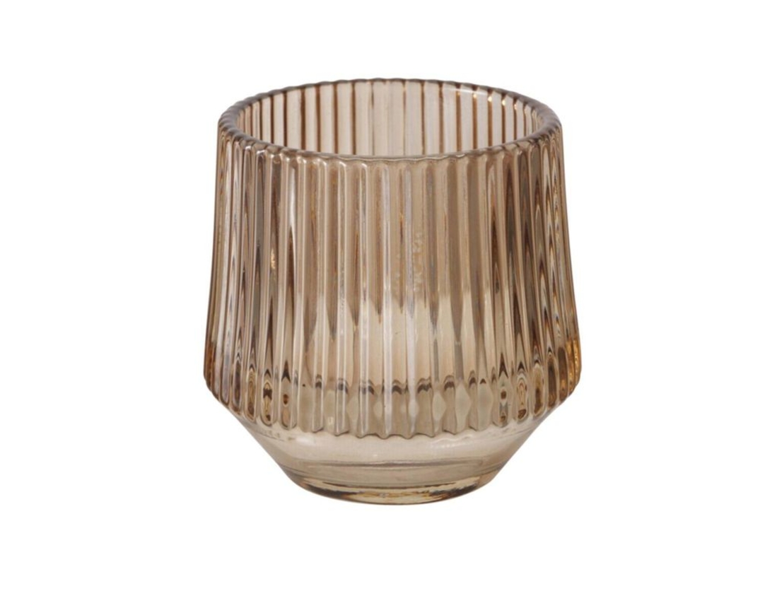 Windlicht,  Glas lackiert, verschiedene Farben, Ø/H ca. 8/8 cm - braun/beige Töne - 3