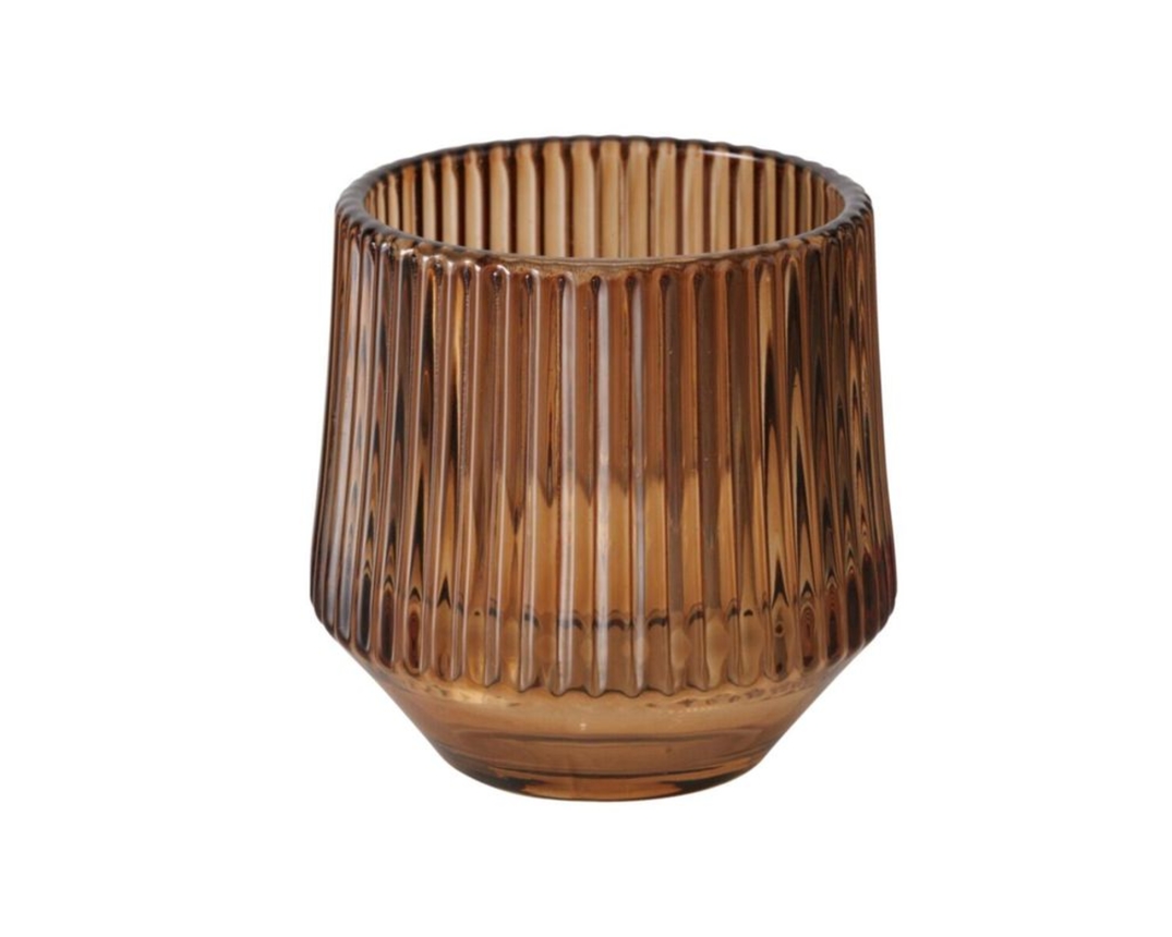 Windlicht,  Glas lackiert, verschiedene Farben, Ø/H ca. 8/8 cm - braun/beige Töne - 4