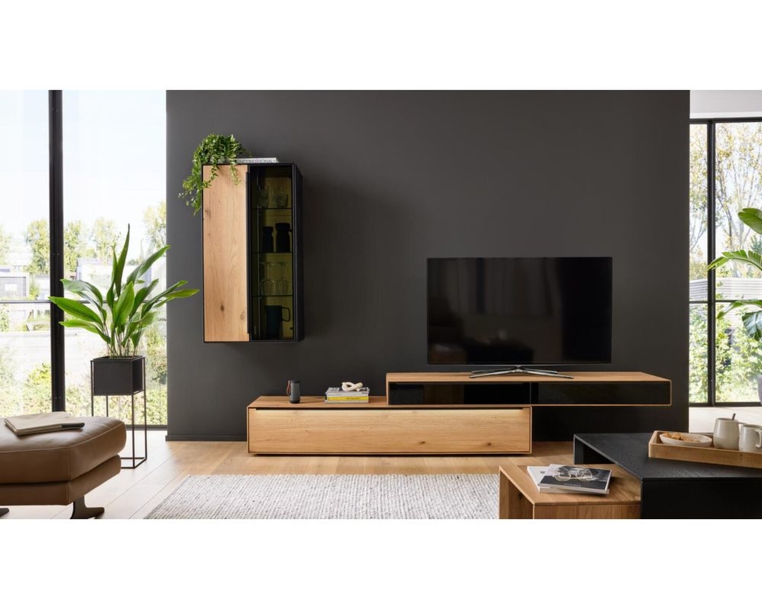 Interliving Anbauwand 2033, Asteiche Bianco, Bronzeglas - Braun - 1
