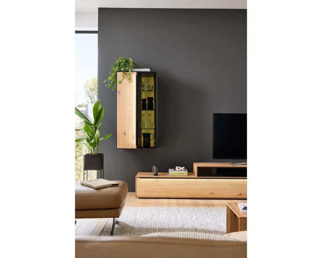 Interliving Anbauwand 2033, Asteiche Bianco, Bronzeglas - Braun - 3
