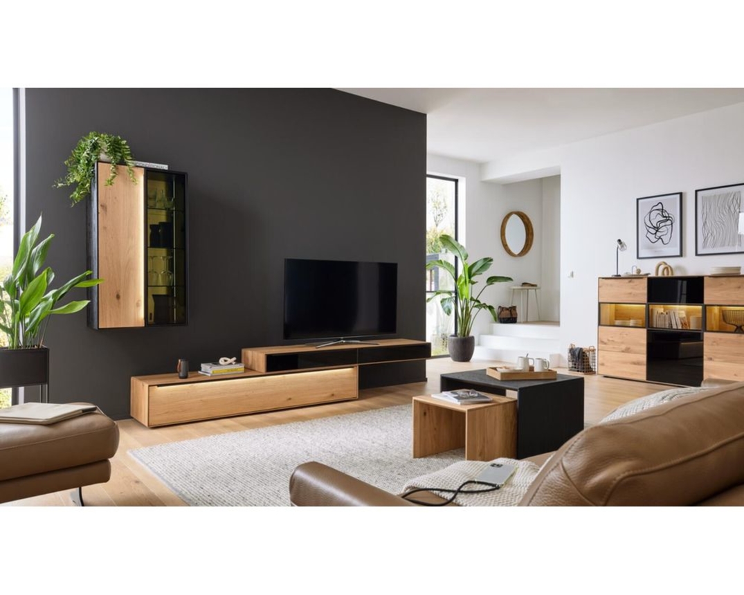 Interliving Anbauwand 2033, Asteiche Bianco, Bronzeglas - Braun - 5