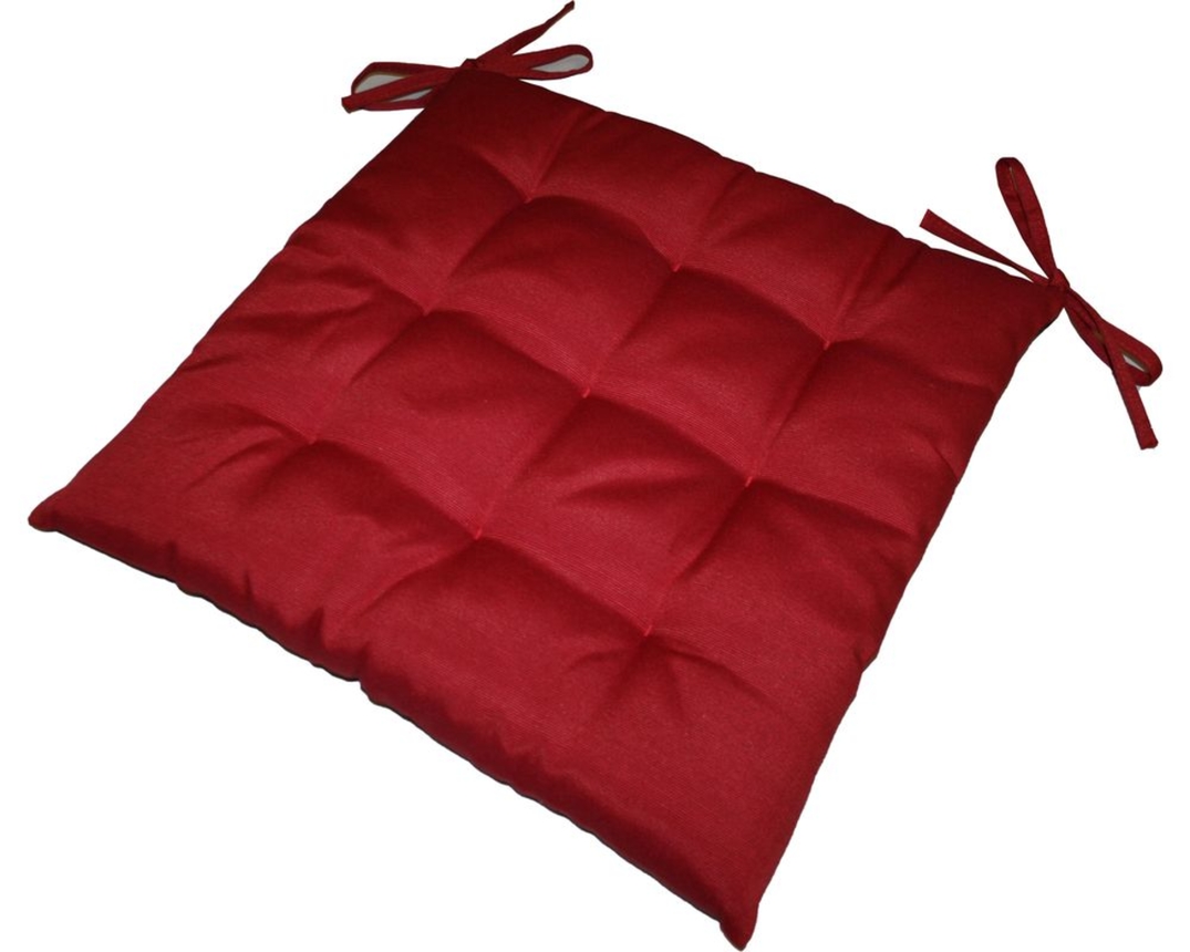 Stuhl-Sitzkissen mit Bindeband, ca. 40x40 cm, rot - rot - 1