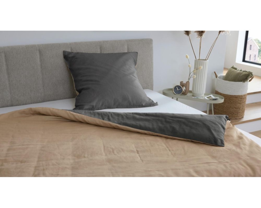 Interliving Bettwäsche 9128, Wendebettwäsche anthrazit, Satin, ca. 155x200cm - anthrazit - 1
