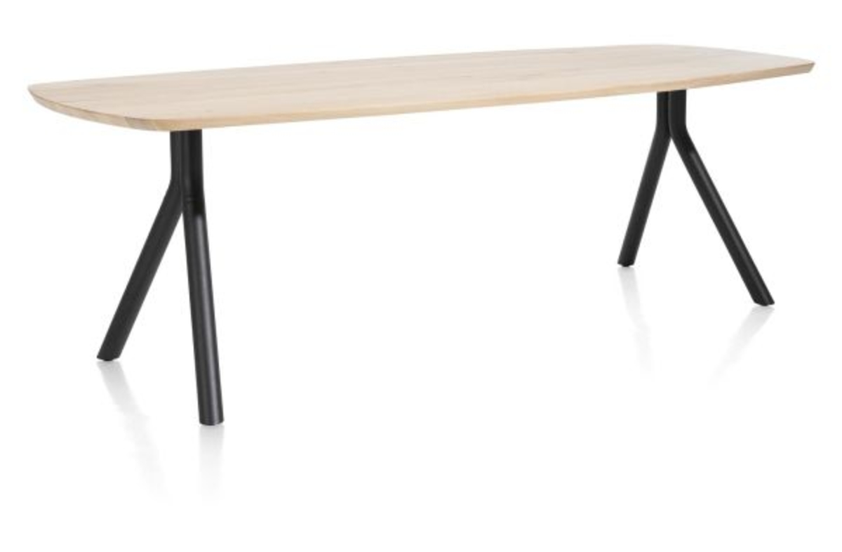 XOOON Arvada, Tisch 220 x 110 cm. - ovale - Fusse an der seite - Beige, Braun - 2