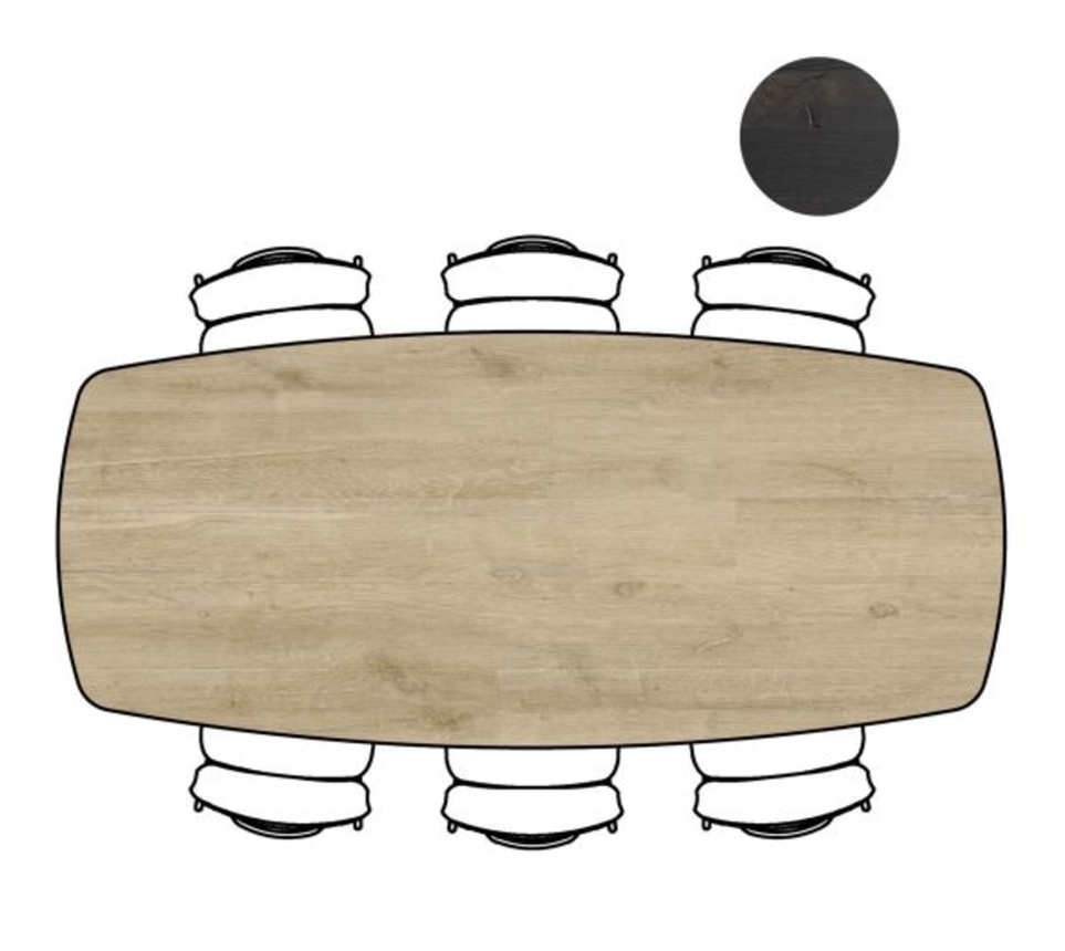 XOOON Arvada, Tisch 250 x 110 cm. - ovale - Fusse an der seite - Beige, Braun - 5
