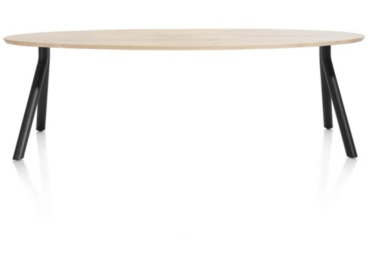 XOOON Arvada, Tisch 220 x 110 cm. - Ellipse - Fusse an der seite - Beige, Braun - 1