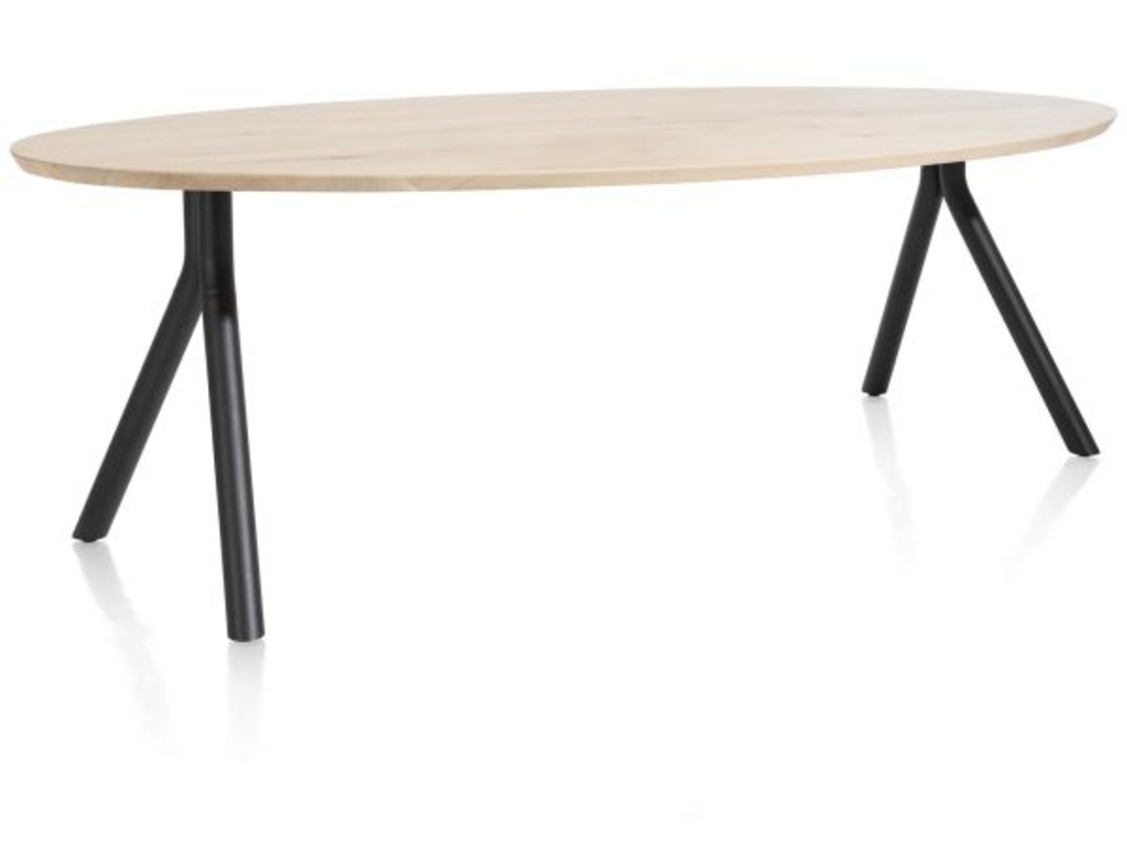 XOOON Arvada, Tisch 220 x 110 cm. - Ellipse - Fusse an der seite - Beige, Braun - 2