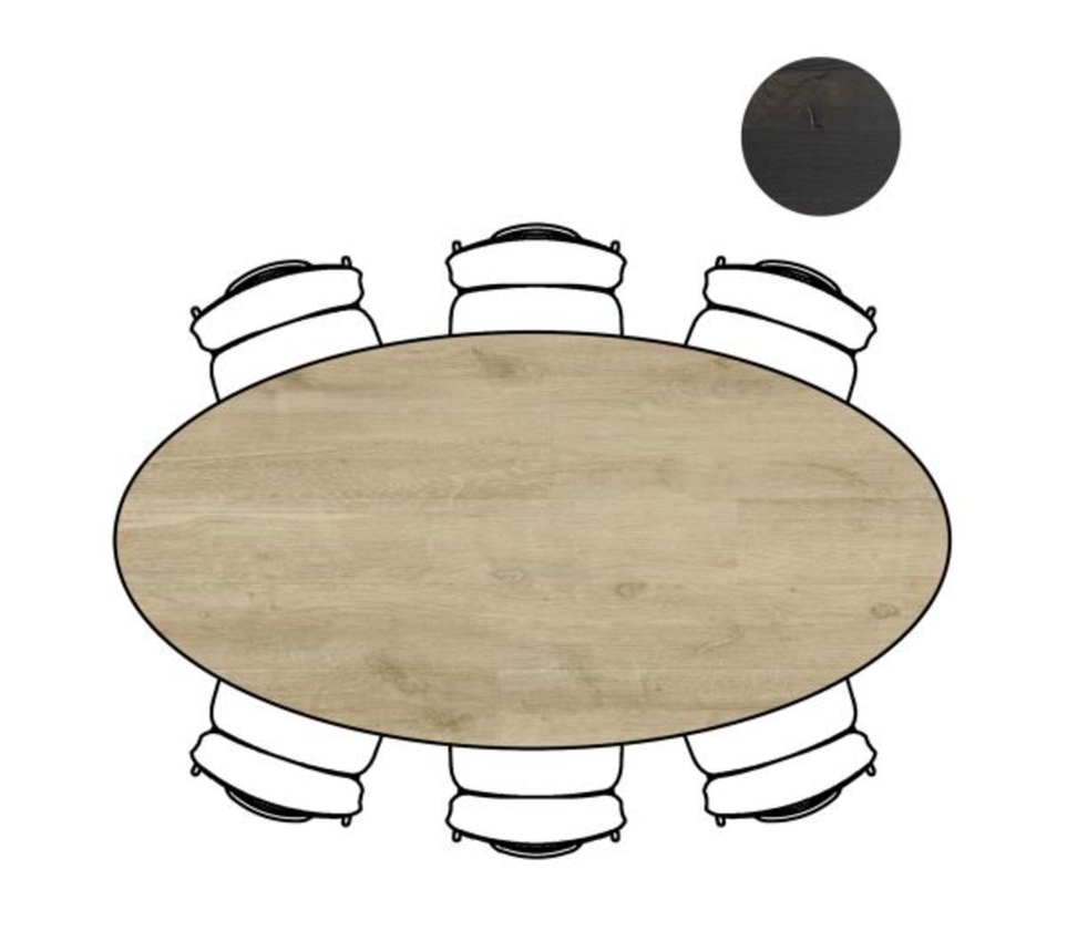 XOOON Arvada, Tisch 220 x 110 cm. - Ellipse - Fusse an der seite - Beige, Braun - 3