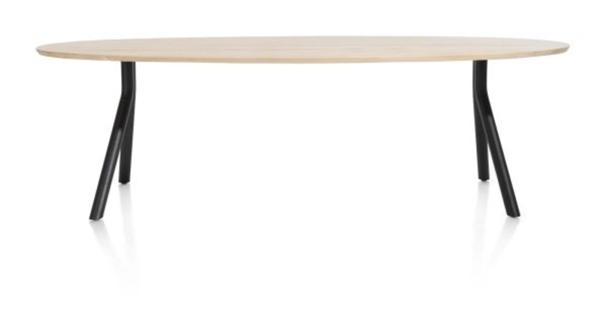 XOOON Arvada, Tisch 250 x 110 cm. - Ellipse - Fusse an der seite - Beige, Braun - 1
