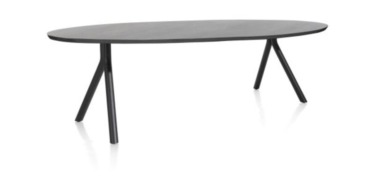 XOOON Arvada, Tisch 250 x 110 cm. - Ellipse - Fusse an der seite - Schwarz - 2