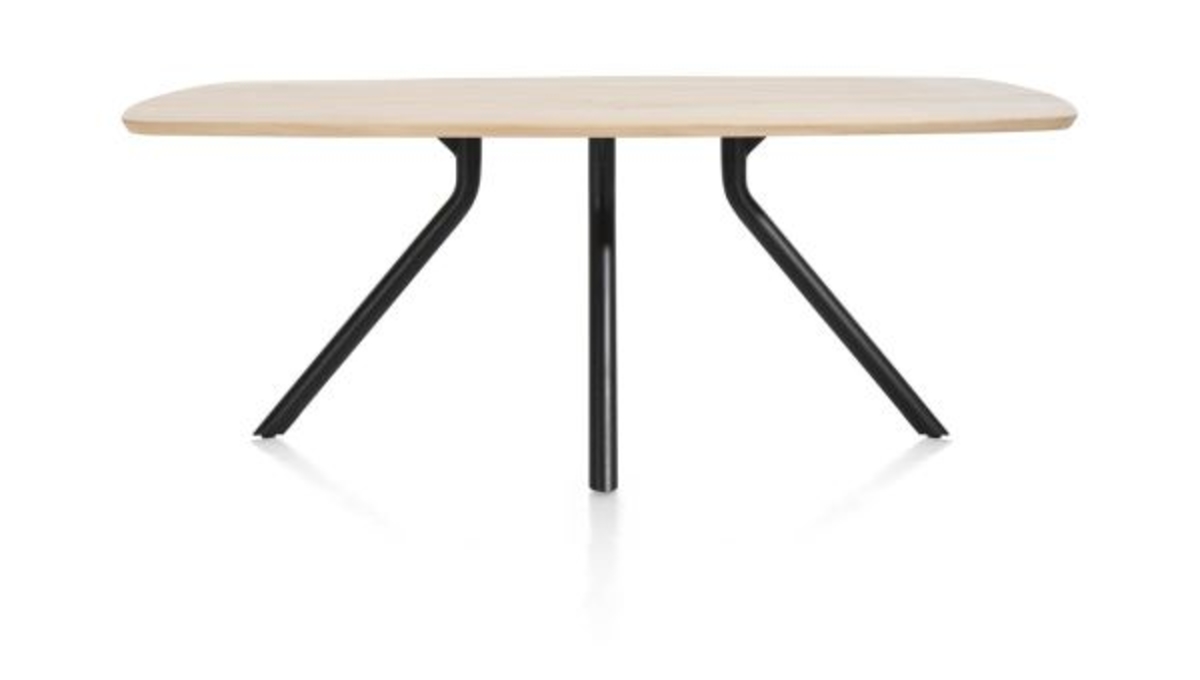 XOOON Arvada, Tisch 160 x 100 cm. - ovale - zentralem Fuß kurz - Beige, Braun - 1