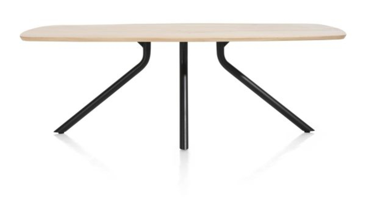 XOOON Arvada, Tisch 190 x 100 cm. - ovale - zentralem Fuß lang - Beige, Braun - 1