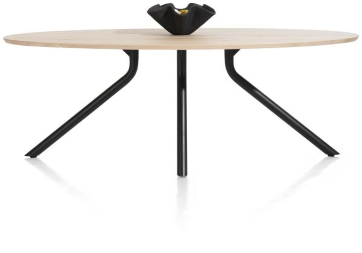 XOOON Arvada, Tisch 220 x 110 cm. - Ellipse - zentralem Fuß lang - Beige, Braun - 1