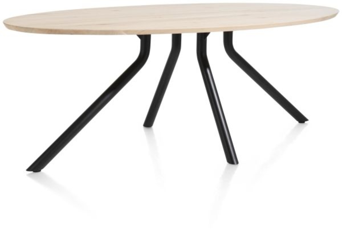 XOOON Arvada, Tisch 220 x 110 cm. - Ellipse - zentralem Fuß lang - Beige, Braun - 4