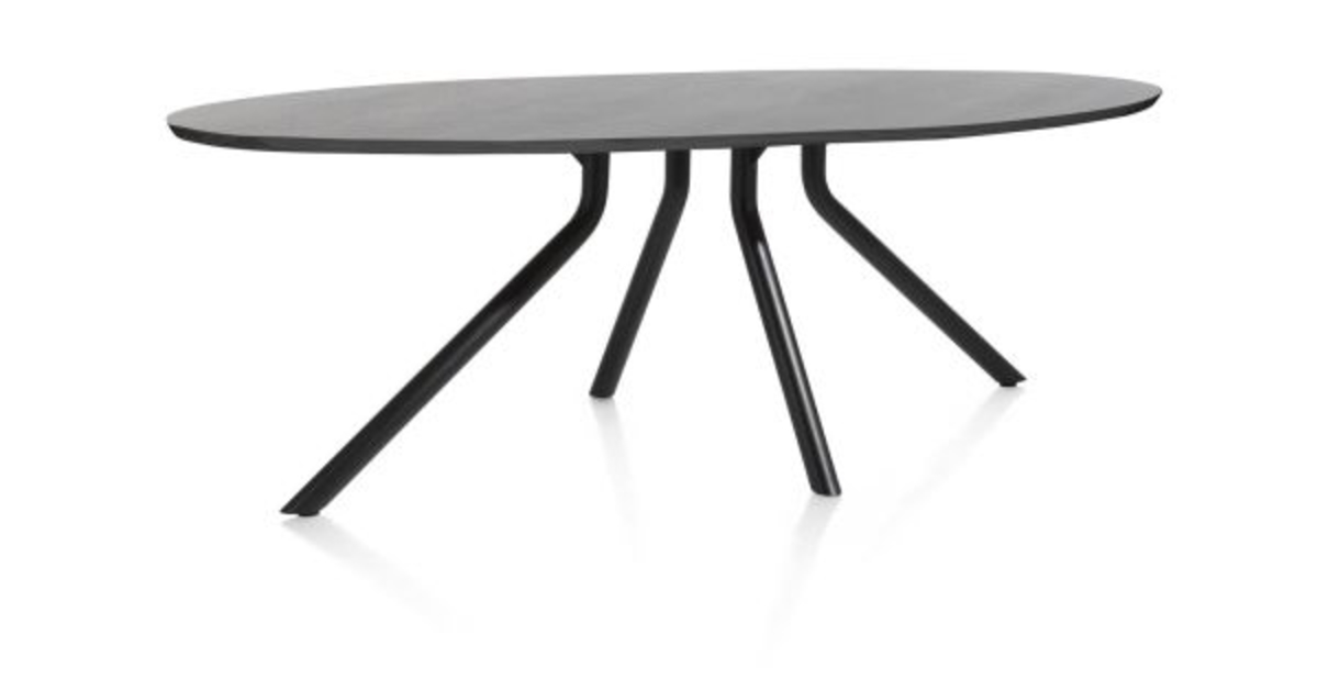 XOOON Arvada, Tisch 250 x 110 cm. - Ellipse - zentralem Fuß lang - Schwarz - 2