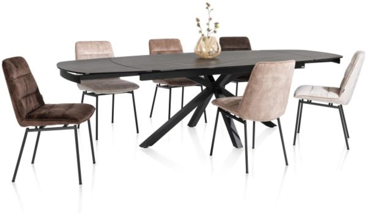 XOOON Montello, Tisch 200 x 100 cm -  zentralem Fuss - Keramikplatte - Beige, Weiß - 7