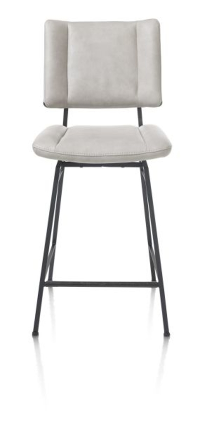 XOOON Tatum, Tresenstuhl - drehbar - Fuesse schwarz - Stoff Pala - Grau, Weiss - 1