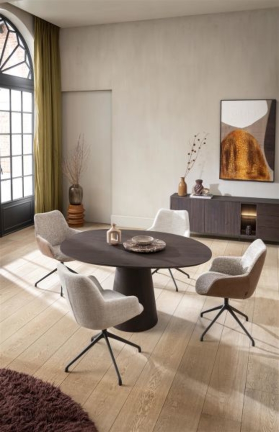 XOOON Mats, Armlehnstuhl - Aluminium Gestell - drehbar graphit - Kombi Pala cognac + Luton kupfer - Braun, Orange - 5