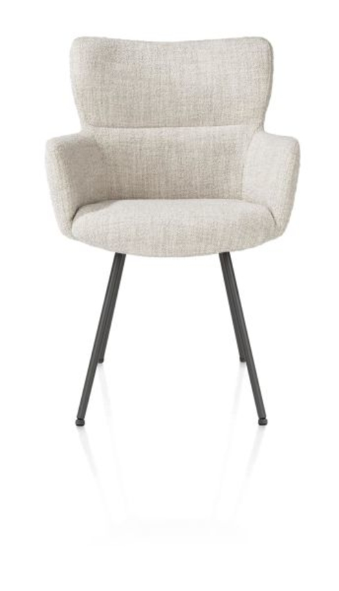 XOOON Sage, Armlehnstuhl 4 Fußen graphit - Stoff Luton - Creme - 1