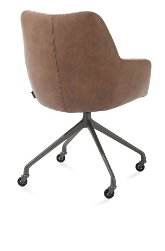 XOOON Mats, Armlehnstuhl - Aluminium Gestell graphit + Rollen - Pala cognac + Luton kupfer - Braun, Orange - 3