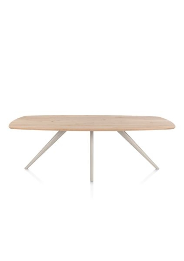XOOON Arvada, Esstisch 220 x 110 cm, oval, 4 Beine - Beige, Weiß, Gelb - 1