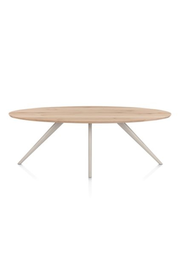 XOOON Arvada, Esstisch 220 x 110 cm, Ellipse, 4 Beine - Beige, Weiß, Gelb - 1