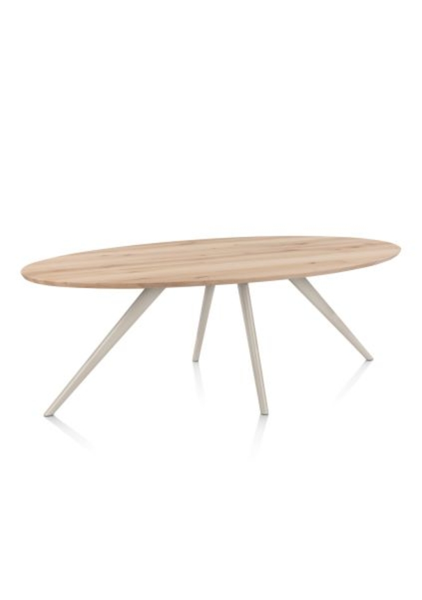 XOOON Arvada, Esstisch 220 x 110 cm, Ellipse, 4 Beine - Beige, Weiß, Gelb - 3