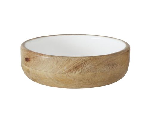 Schale "Pelia" aus Mangoholz, rund, ca. 24,5 cm - Braun/Grau/Weiß - 1