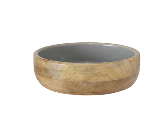Schale "Pelia" aus Mangoholz, rund, ca. 24,5 cm - Braun/Grau/Weiß - 2
