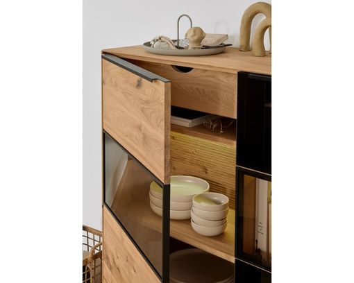 Interliving Anbauwand 2033, Asteiche Bianco, Bronzeglas - Braun - 4