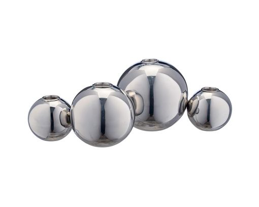 4er Kerzenhalter, silber Edelstahl,ca. 11,5x37x11cm, ohne Kerzen. - silber - 1