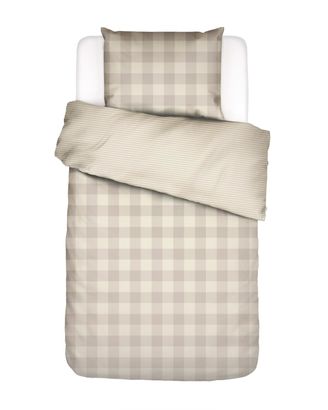 Satin Bettwäsche-Garnitur "Chess", ca. 155x200 cm, beige - Oatmeal - 1