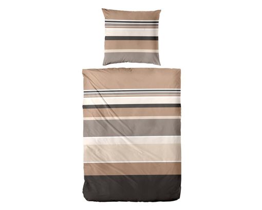 Mako-Satin-Bettwäschengarnitur, braun, ca. 135x200cm - braun-beige - 1