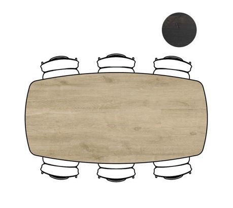 XOOON Arvada, Tisch 220 x 110 cm. - ovale - Fusse an der seite - Beige, Braun - 7