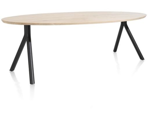 XOOON Arvada, Tisch 220 x 110 cm. - Ellipse - Fusse an der seite - Beige, Braun - 2
