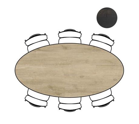 XOOON Arvada, Tisch 220 x 110 cm. - Ellipse - Fusse an der seite - Beige, Braun - 3