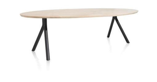 XOOON Arvada, Tisch 250 x 110 cm. - Ellipse - Fusse an der seite - Beige, Braun - 2