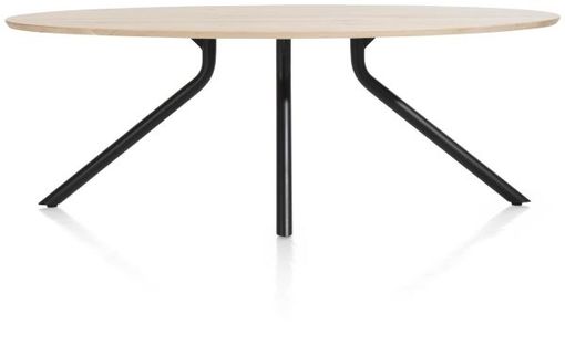 XOOON Arvada, Tisch 220 x 110 cm. - Ellipse - zentralem Fuß lang - Beige, Braun - 3