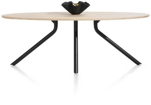 XOOON Arvada, Tisch 220 x 110 cm. - Ellipse - zentralem Fuß lang - Beige, Braun - 6