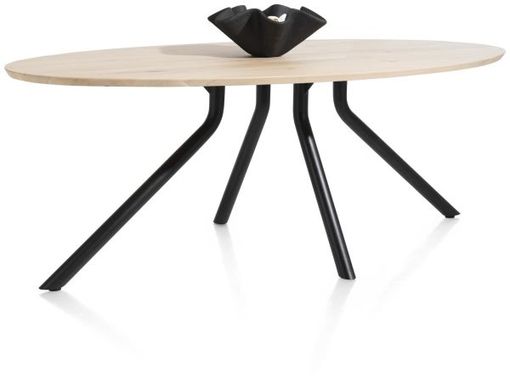 XOOON Arvada, Tisch 220 x 110 cm. - Ellipse - zentralem Fuß lang - Beige, Braun - 7