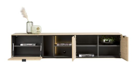 XOOON Elements, Lowboard 210 cm. - zum aufhängen + 2-Türen + Klappe + 3-Nischen + Led -  - 3