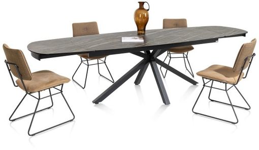 XOOON Montello, Tisch 200 x 100 cm -  zentralem Fuss - Keramikplatte - Beige, Weiß - 6