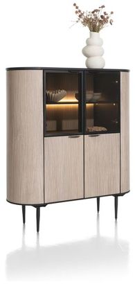 XOOON Aramon, Schrank 125 cm. - 2-Türen + 2-Glastüren (+ LED) -  - 2