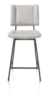 XOOON Tatum, Tresenstuhl - drehbar - Fuesse schwarz - Stoff Pala - Grau, Weiss - 1