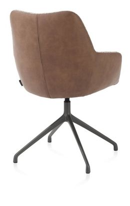 XOOON Mats, Armlehnstuhl - Aluminium Gestell - drehbar graphit - Kombi Pala cognac + Luton kupfer - Braun, Orange - 3