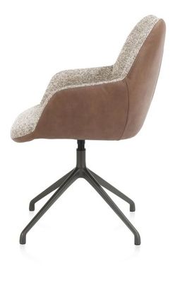 XOOON Mats, Armlehnstuhl - Aluminium Gestell - drehbar graphit - Kombi Pala cognac + Luton kupfer - Braun, Orange - 4