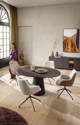 XOOON Mats, Armlehnstuhl - Aluminium Gestell - drehbar graphit - Kombi Pala cognac + Luton kupfer - Braun, Orange - 8