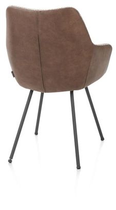 XOOON Mats, Armlehnstuhl - 4 Fußen graphit - Pala cognac + Luton kupfer - Braun, Orange - 3